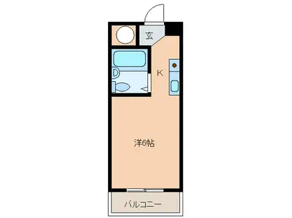 ラ・トゥール豊(1K/6階)の間取り写真