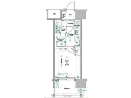 シーフォレシティ芝浦(1K/11階)の間取り写真