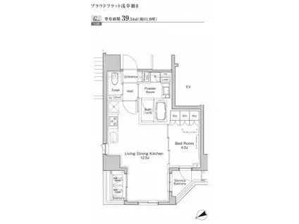 プラウドフラット浅草橋II(1LDK/5階)の間取り写真