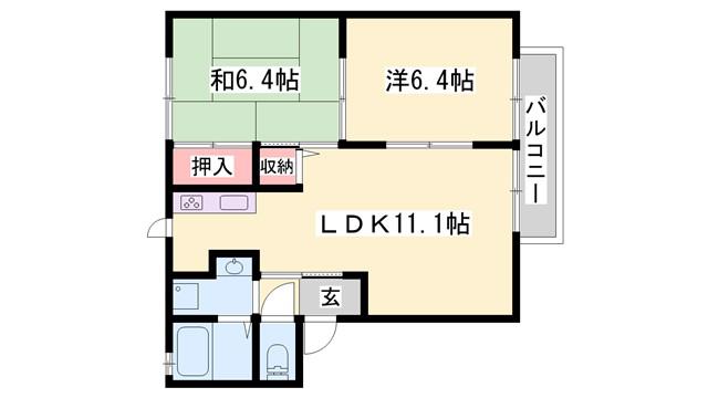 メゾンソレイユ(2LDK/1階)の間取り写真