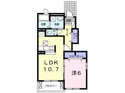 マンダリーノ(1LDK/1階)の間取り写真