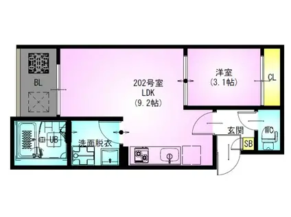 REGALEST SETON(1LDK/1階)の間取り写真