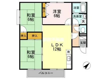 ドミール赤坂B棟(3LDK/2階)の間取り写真
