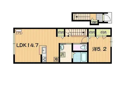URBANNEST(1LDK/2階)の間取り写真