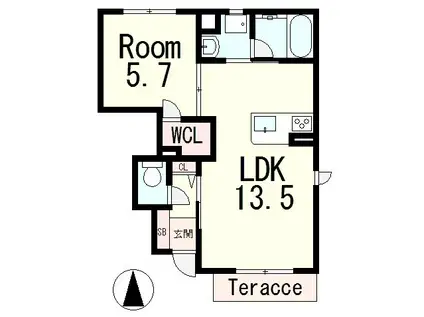 シャーメゾンルクナ(1LDK/1階)の間取り写真