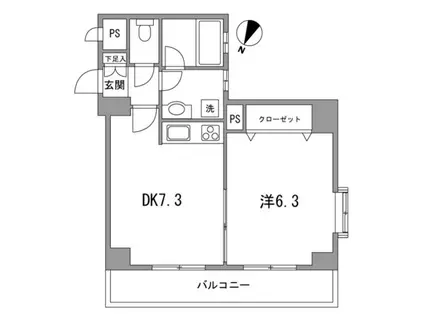 ワコーレ台東根岸(1LDK/3階)の間取り写真