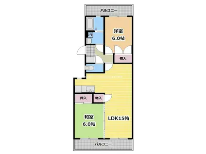 ドルフ高松台(2LDK/3階)の間取り写真