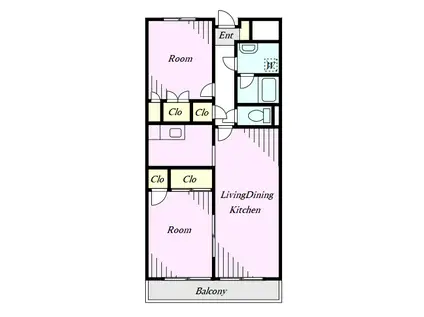 グランドール武戸野(2LDK/4階)の間取り写真