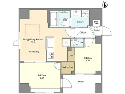 MODIER GINZA イースト モディア銀座イースト(2LDK/2階)の間取り写真