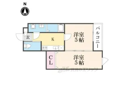 ベレーザ西陣Ⅱ(2K/1階)の間取り写真