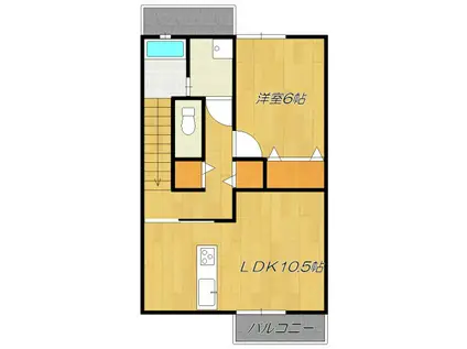 メゾン ド リヴァージュ(1LDK/2階)の間取り写真