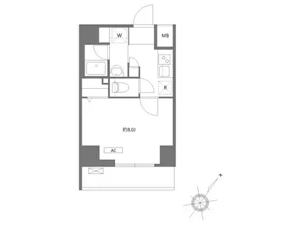 アンベリール王子(1K/13階)の間取り写真