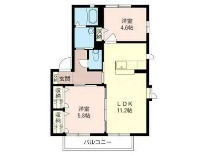 アミスタB(2LDK/2階)の間取り写真