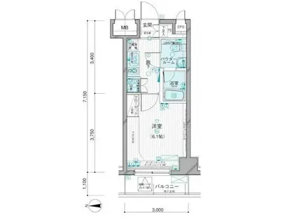 メインステージ錦糸町(1K/8階)の間取り写真