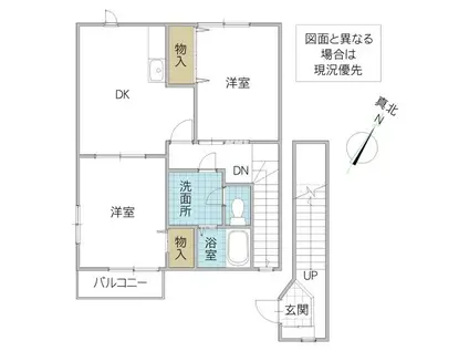 ベルフラワーA(2DK/2階)の間取り写真