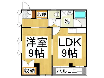 カイセー三芳(1LDK/3階)の間取り写真