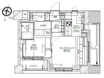 グランスイート月島リエール(1LDK/9階)の間取り写真