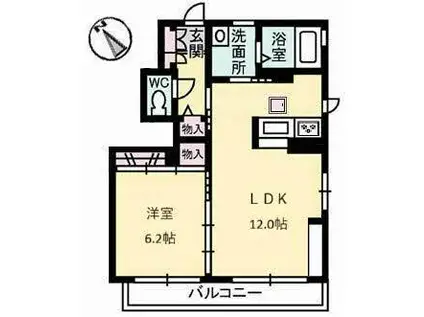 アインズ日の出II(1LDK/2階)の間取り写真