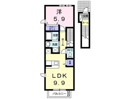 メゾン・コスミティーII・A(1LDK/2階)の間取り写真