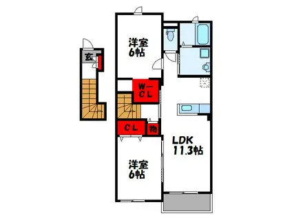 CROWN VILLA II(2LDK/2階)の間取り写真