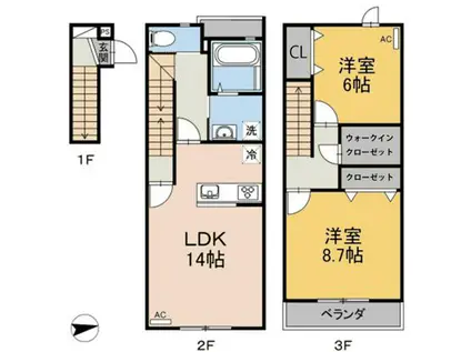 HERCULE B棟(2LDK/2階)の間取り写真