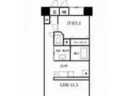 ミッドタウンサウスタワー(1LDK/2階)の間取り写真