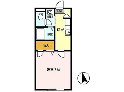 プチハウスレント(1K/2階)の間取り写真