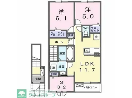 ヒカルサ伊勢崎II(2LDK/2階)の間取り写真