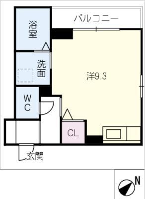 ボヌールS安城(ワンルーム/3階)の間取り写真