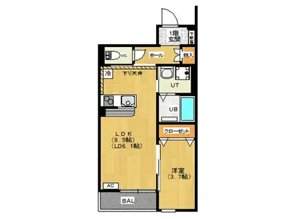 エスタシア(1LDK/1階)の間取り写真