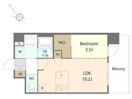 リーフル博多(1LDK/3階)の間取り写真