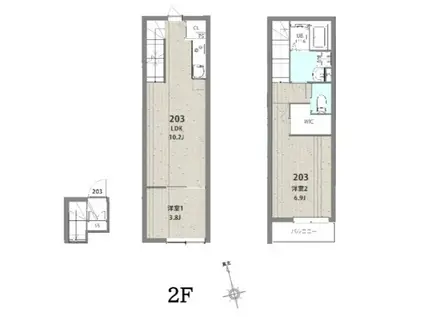 ミハス中野新井薬師II(2LDK/2階)の間取り写真