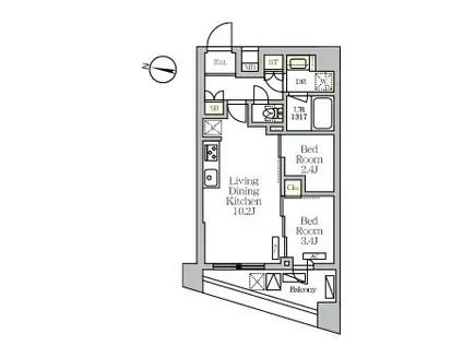 NOGATA RESIDENCE(2LDK/8階)の間取り写真