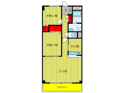 ジュネグリーン(2LDK/5階)の間取り写真