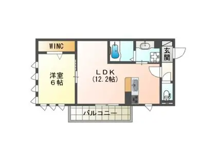 ロータス(1LDK/2階)の間取り写真