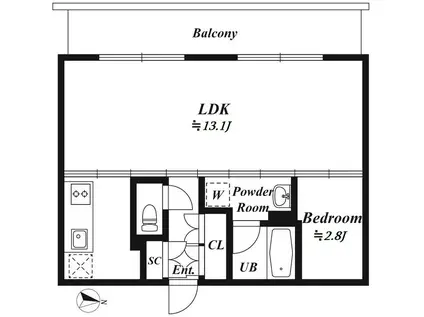 高円寺クロスオーバー(1LDK/3階)の間取り写真