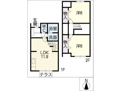 サンガーデンリリーA(2LDK/2階)の間取り写真