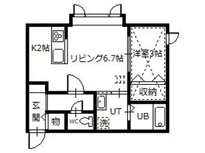 ヴェルヒュッテふらの栄町(1LDK/2階)の間取り写真
