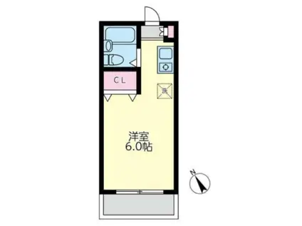 サザン東海岸A棟(ワンルーム/2階)の間取り写真
