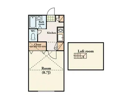 ラ・カーサ・フェリス(1K/2階)の間取り写真