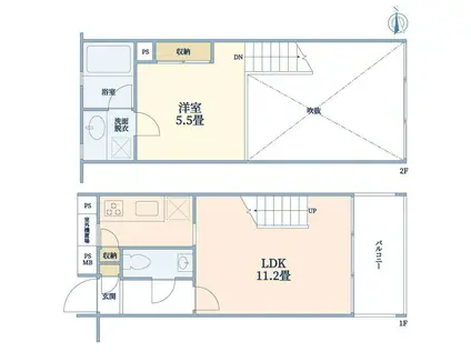 ウェルスクエア碑文谷(1LDK/5階)の間取り写真