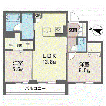 LA PALAIS VERT(2LDK/2階)の間取り写真