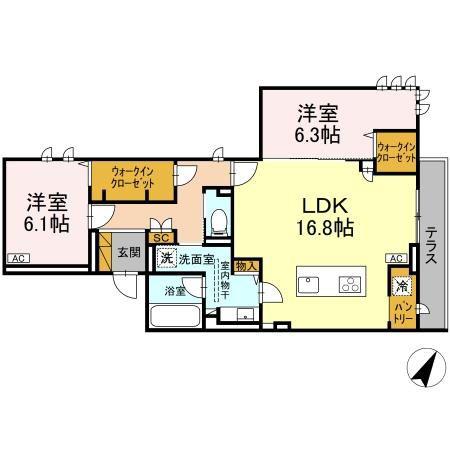 ベルグランデ(2LDK/2階)の間取り写真