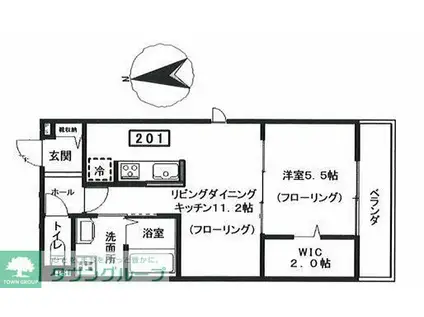 ヘーベルメゾン砧(1LDK/2階)の間取り写真