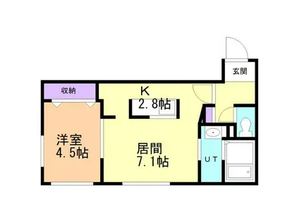 ウイングバード本通(1LDK/4階)の間取り写真