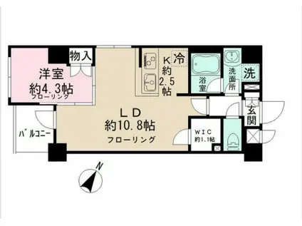 日本橋ルーツ(1LDK/5階)の間取り写真