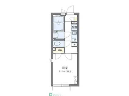 クレイノポラリスII(1K/2階)の間取り写真