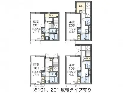 シエルブルー戸塚(1K/2階)の間取り写真