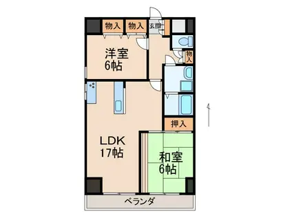 WAJIMA小雑賀マンション(2LDK/8階)の間取り写真