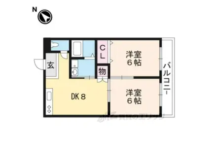 フォルサ1番館(2DK/1階)の間取り写真